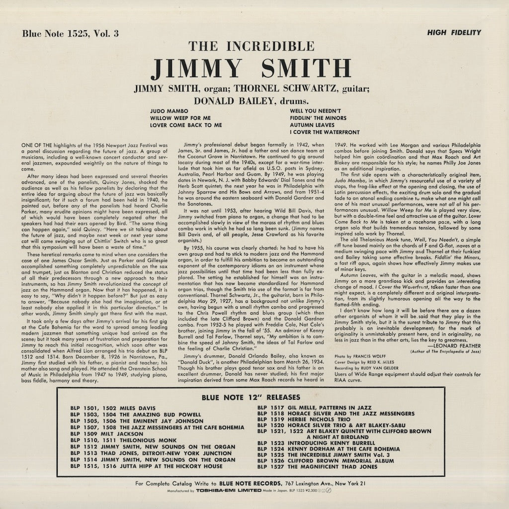 Jimmy Smith / ジミー・スミス / At The Organ Vol.3 (BN 1525)