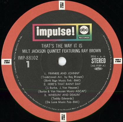 Milt Jackson Quintet Featuring Ray Brown - That's The Way It Is (IMP-88102) 1973 JPN Impulse｜中古LP