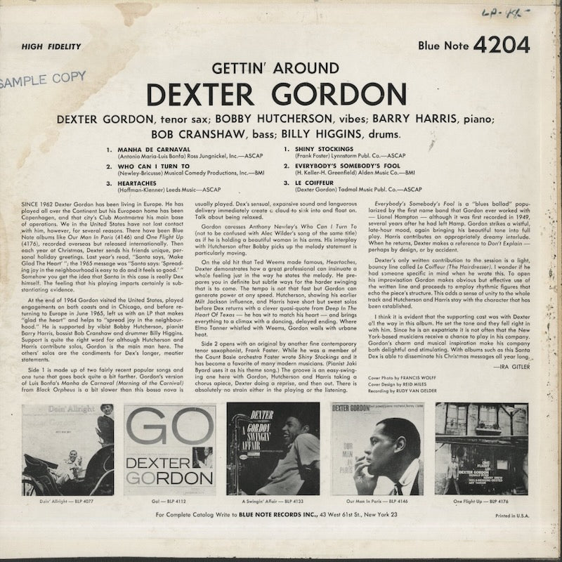 Dexter Gordon / デクスター・ゴードン / Gettin' Around (BLP 4204)
