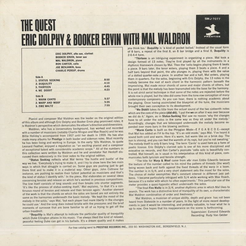 Mal Waldron / マル・ウォルドロン / The Quest (SMJ-7077)