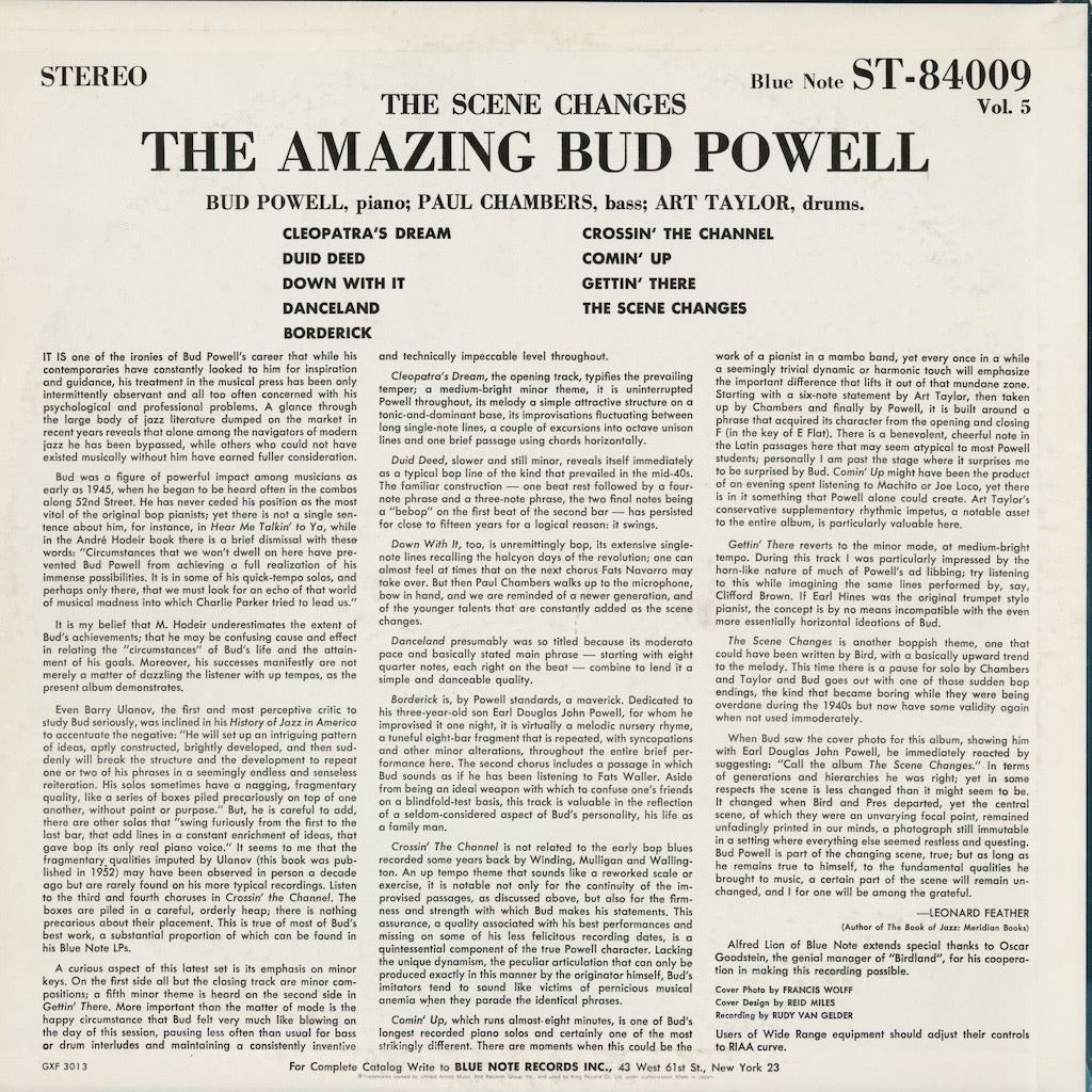 Bud Powell - The Scene Changes - The Amazing Bud Powell Vol.5 (GXF-3013) 1977 JPN Blue Note｜中古LP