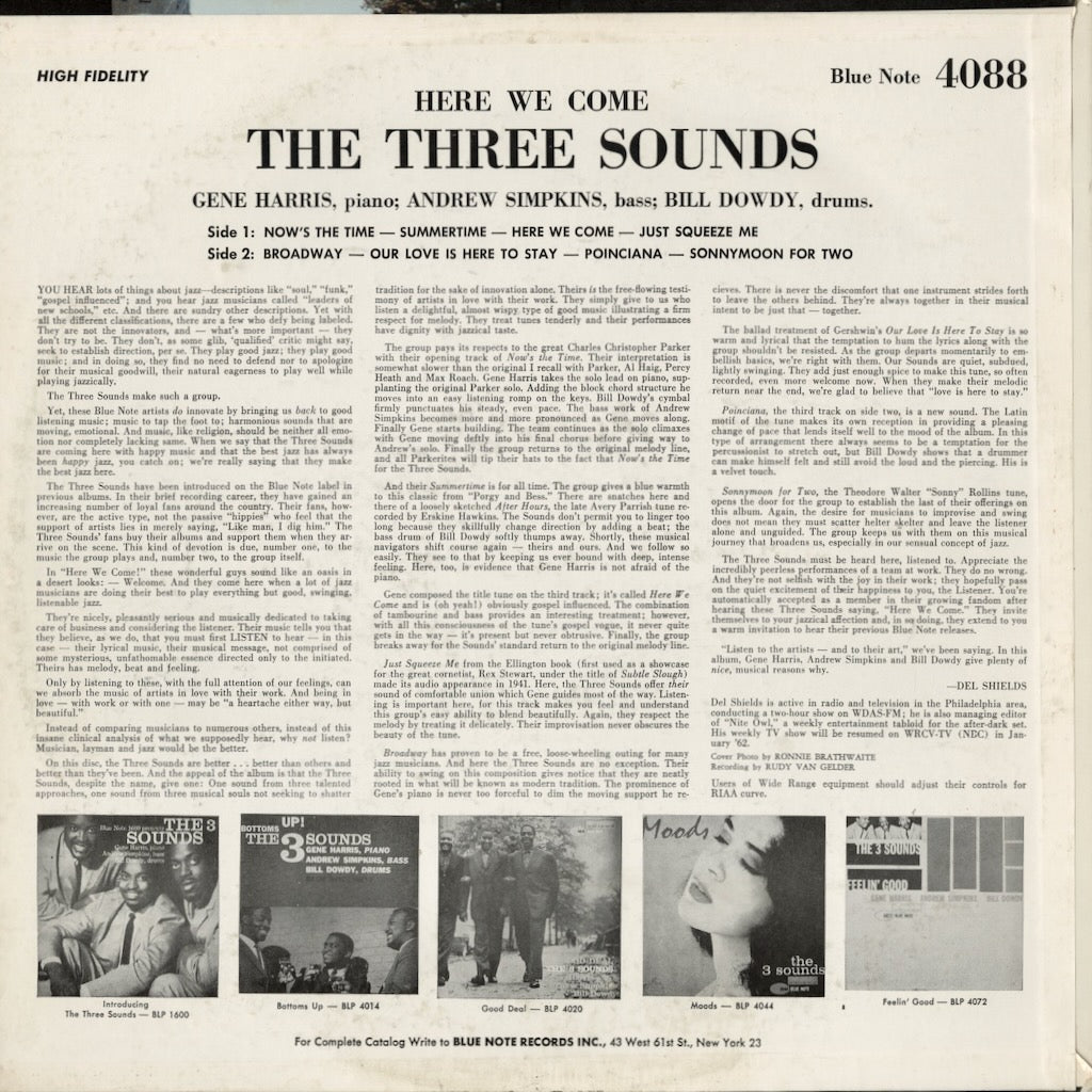 The Three Sounds / Here We Come (BLP 4088) Blue Note (BLP 4088) LP 1961 US Blue Note | 中古LP