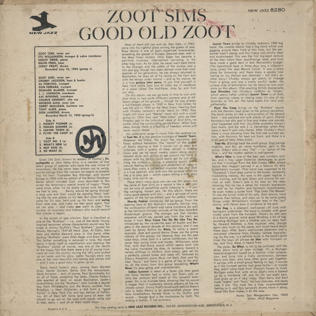 Zoot Sims / ズート・シムズ / Good Old Zoot (NJ-8280)