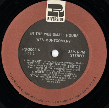 Wes Montgomery / ウェス・モンゴメリー / In The Wee Small Hours (RS 3002)