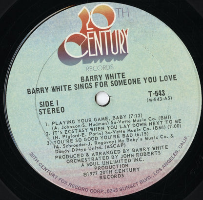 Barry White - Sings For Someone You Love (T-543) 1977 US 20th Century｜中古LP