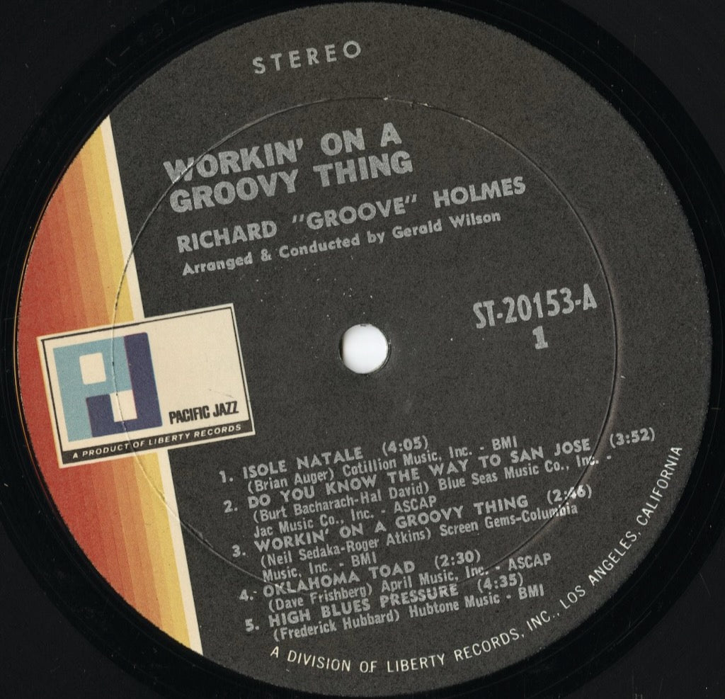 Richard Groove Holmes - Workin' On A Groovy Thing (ST-20153) LP 1969 US World Pacific Jazz｜中古LP
