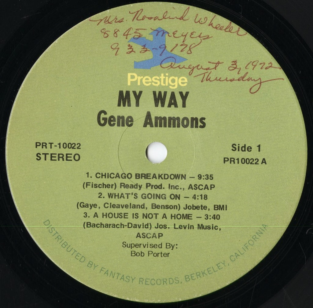 Gene Ammons - My Way (PRT 10022) 1971 US Prestige｜中古LP