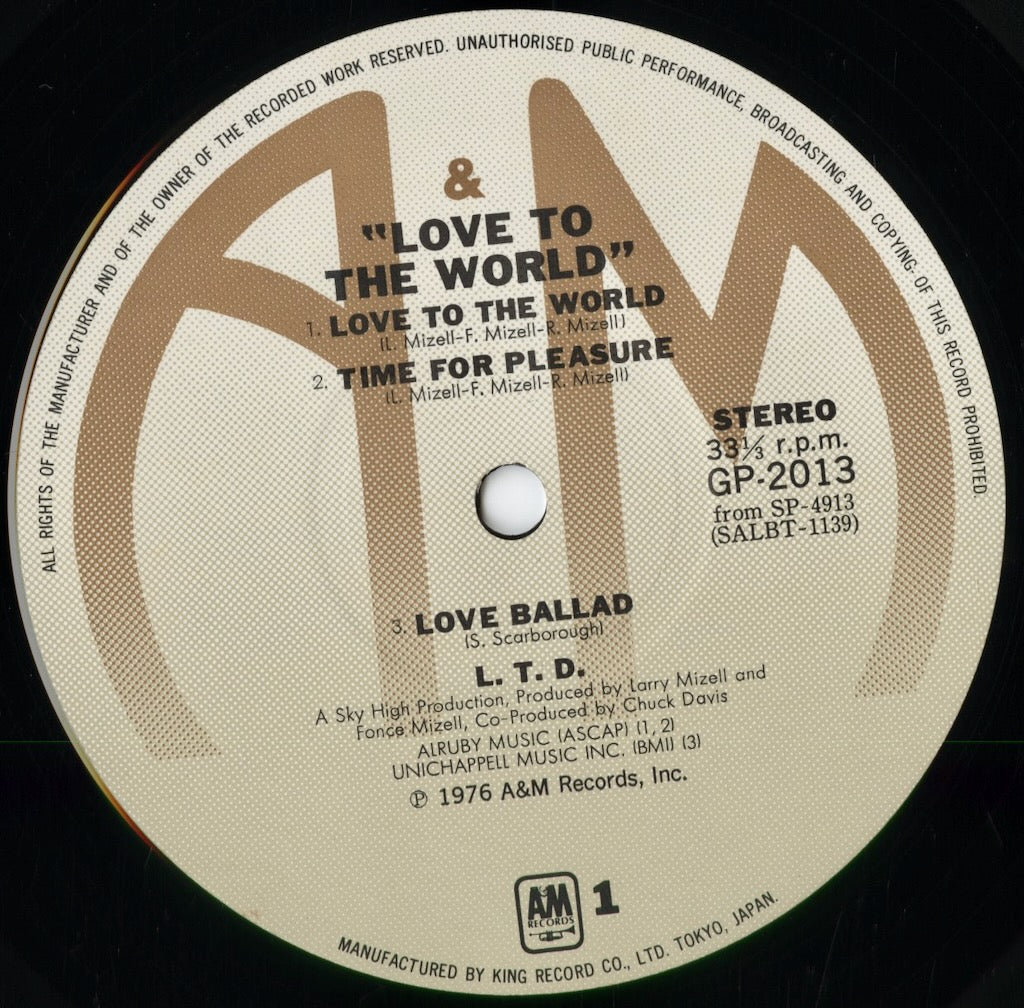 L.T.D. - Love To The World (GP-2013) 1976 JPN A&M｜中古LP