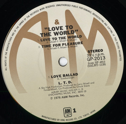 L.T.D. - Love To The World (GP-2013) 1976 JPN A&M｜中古LP