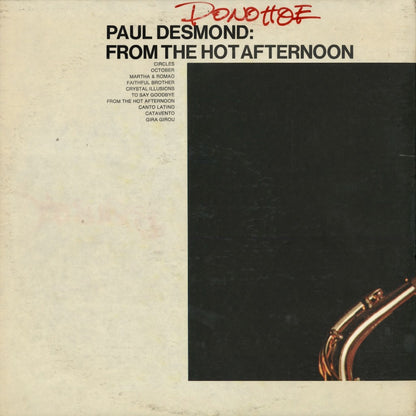 Paul Desmond - From The Hot Afternoon (SP-3024) 1969 US A&M｜中古LP