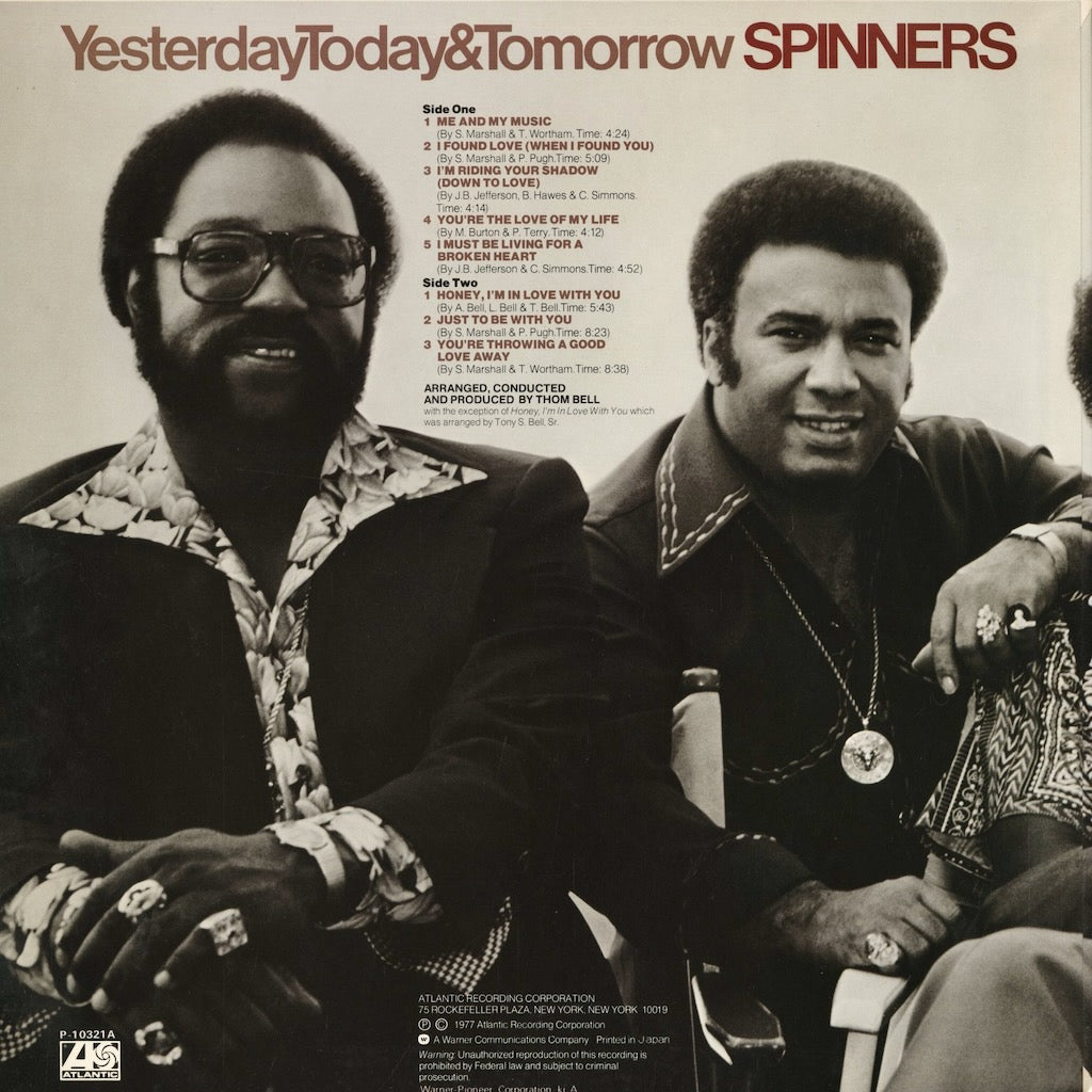 Spinners - Yesterday, Today & Tomorrow (P-10321A) 1977 JPN Atlantic｜中古LP