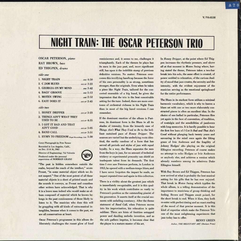 Oscar Peterson Trio - Night Train (V6-8538) 1972 US Verve｜中古LP