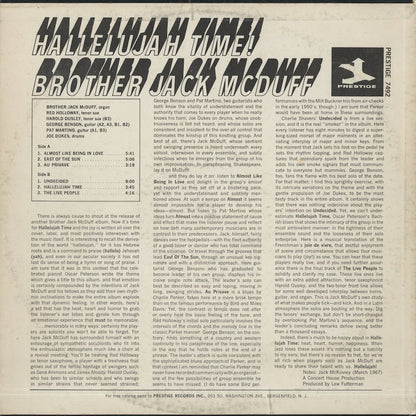Brother Jack McDuff / ジャック・マクダフ / Hallelujah Time! (PRST7492)