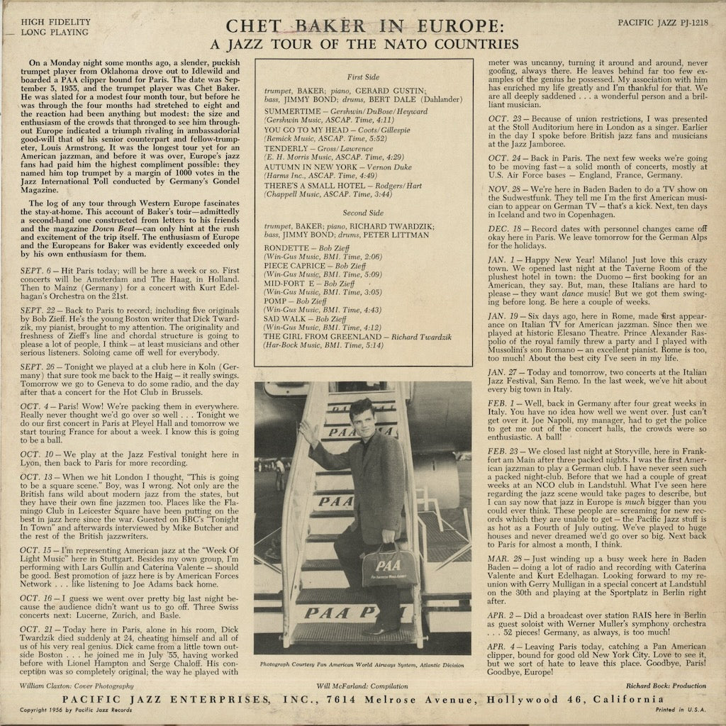 Chet Baker / チェット・ベイカー / In Europe: A Jazz Tour Of The Nato Countries (PJ-1218)