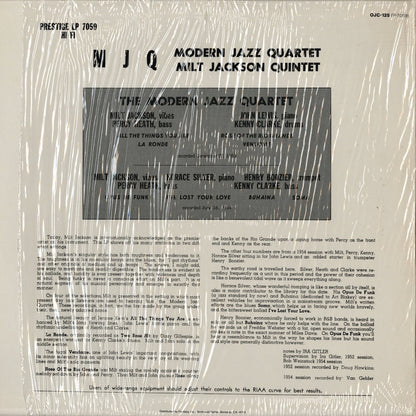 Modern Jazz Quartet, Milt Jackson Quintet - MJQ (OJC-125) 1984 US Prestige / OJC｜中古LP