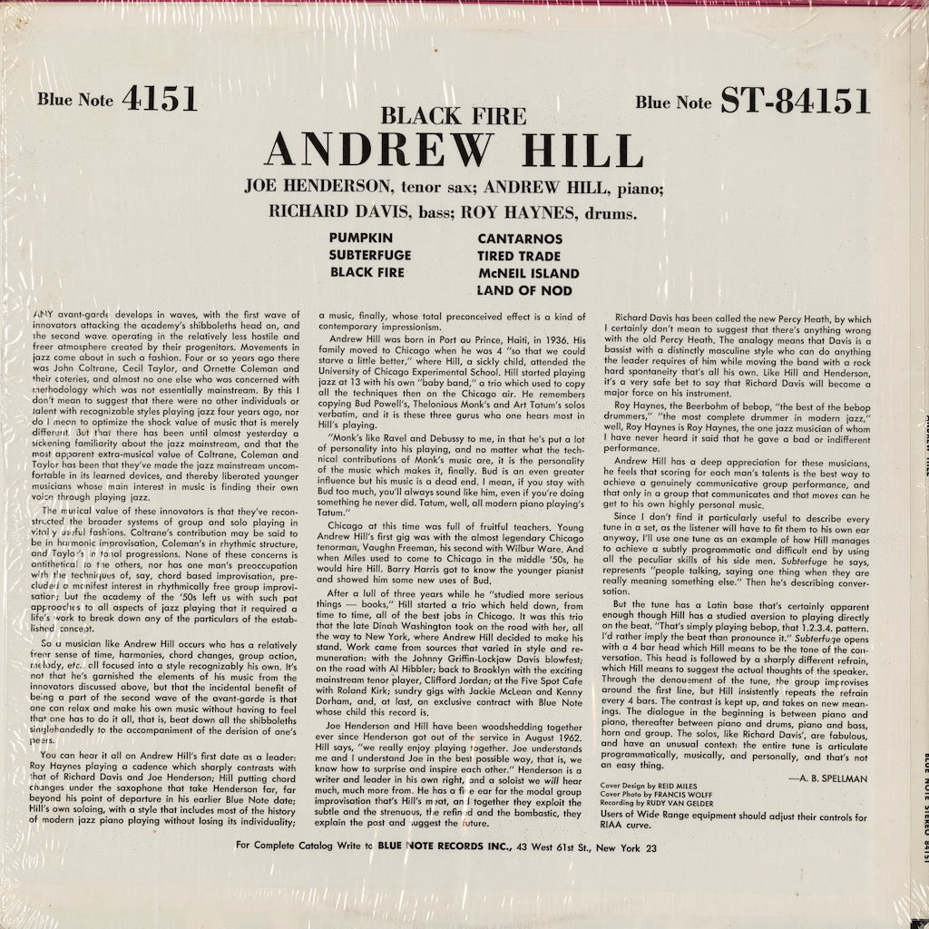 Andrew Hill - Black Fire (BST-84151) LP 1973 US Blue Note｜中古LP