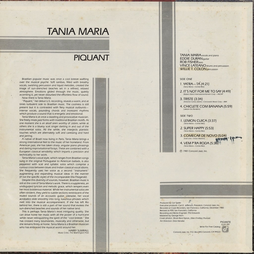 Tania Maria / タニア・マリア / Piquant (CJP-151)