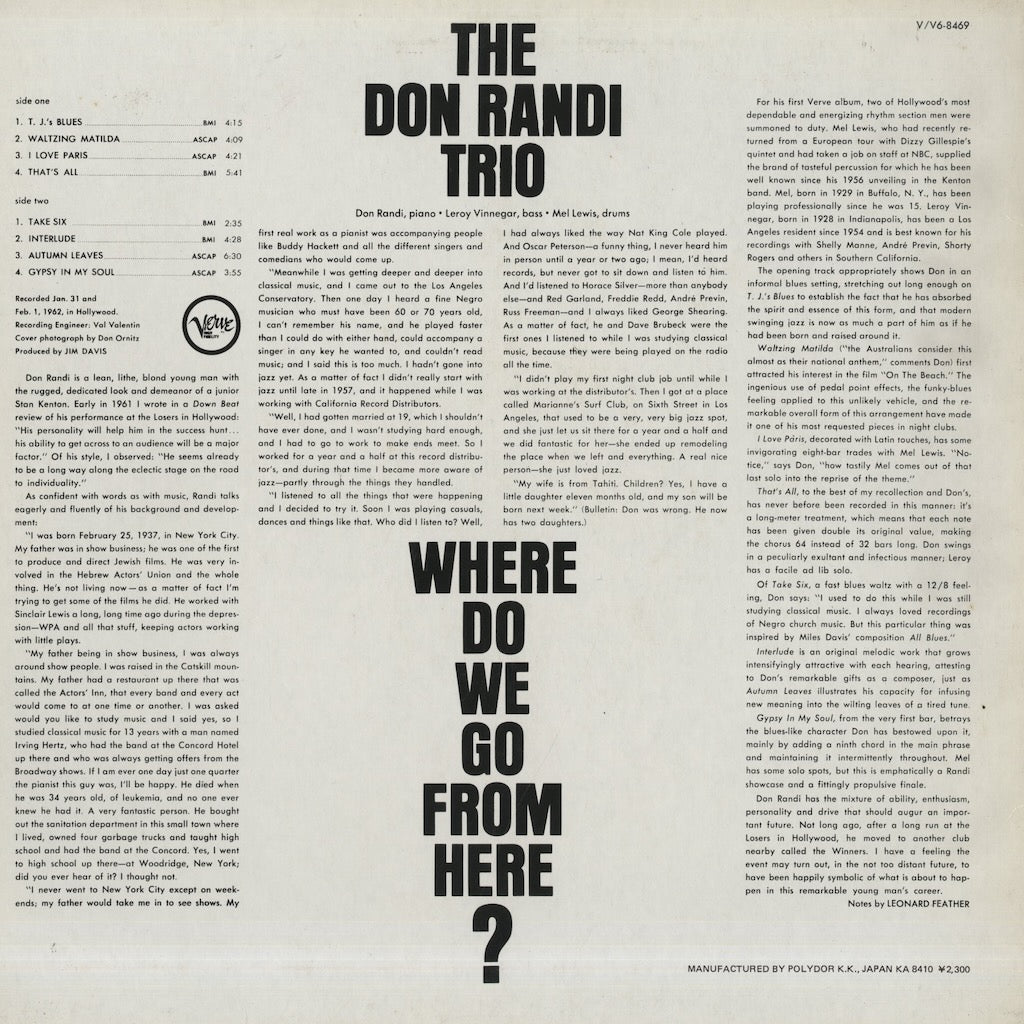 Don Randi / ドン・ランディ / Where Do We Go From Here? (23MJ 3393)