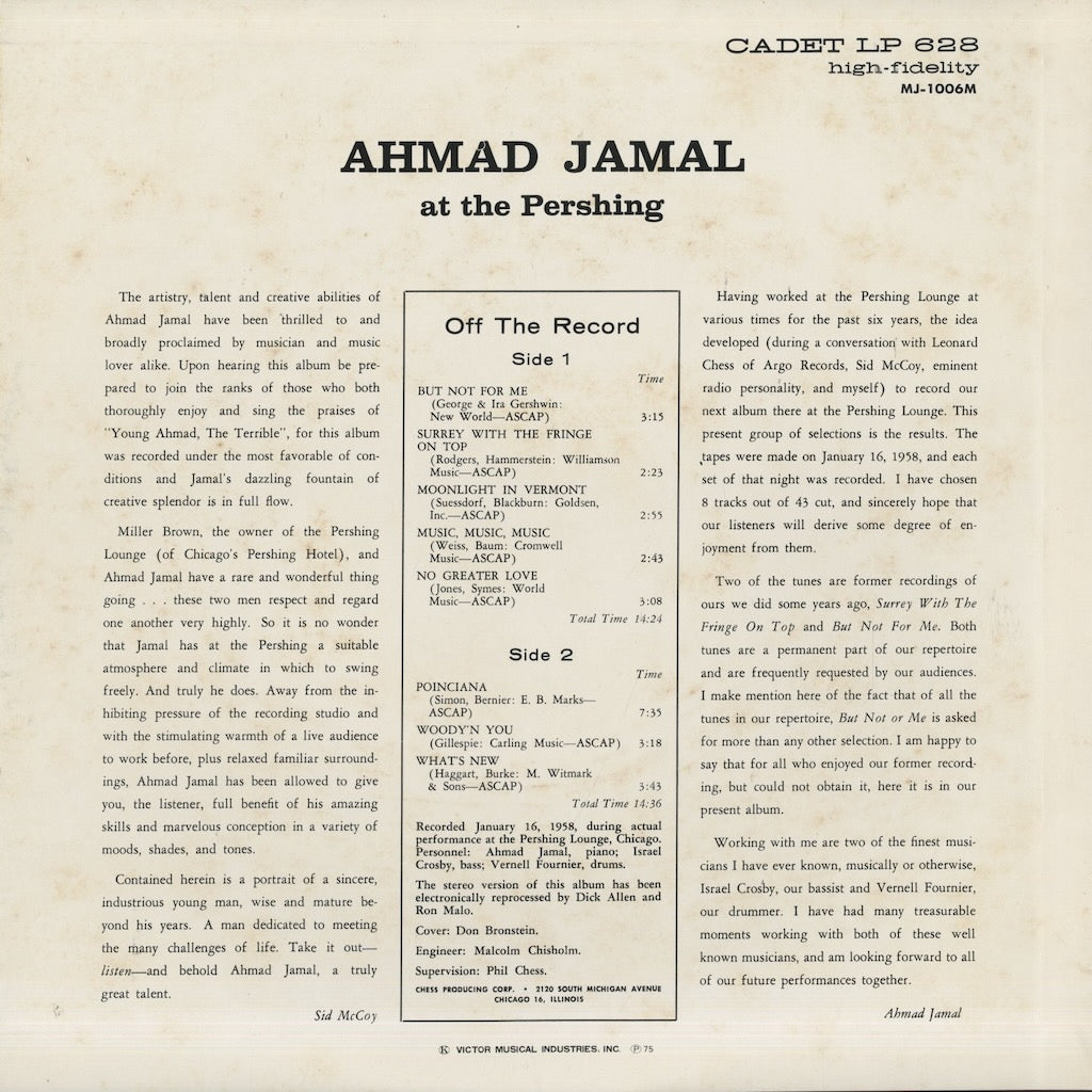 Ahmad Jamal / アーマッド・ジャマル / But Not For Me (MJ-1006M)