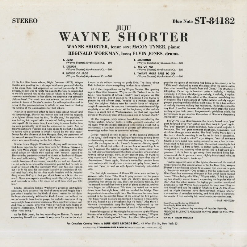 Wayne Shorter / ウェイン・ショーター / Ju Ju (BNJ 71056)