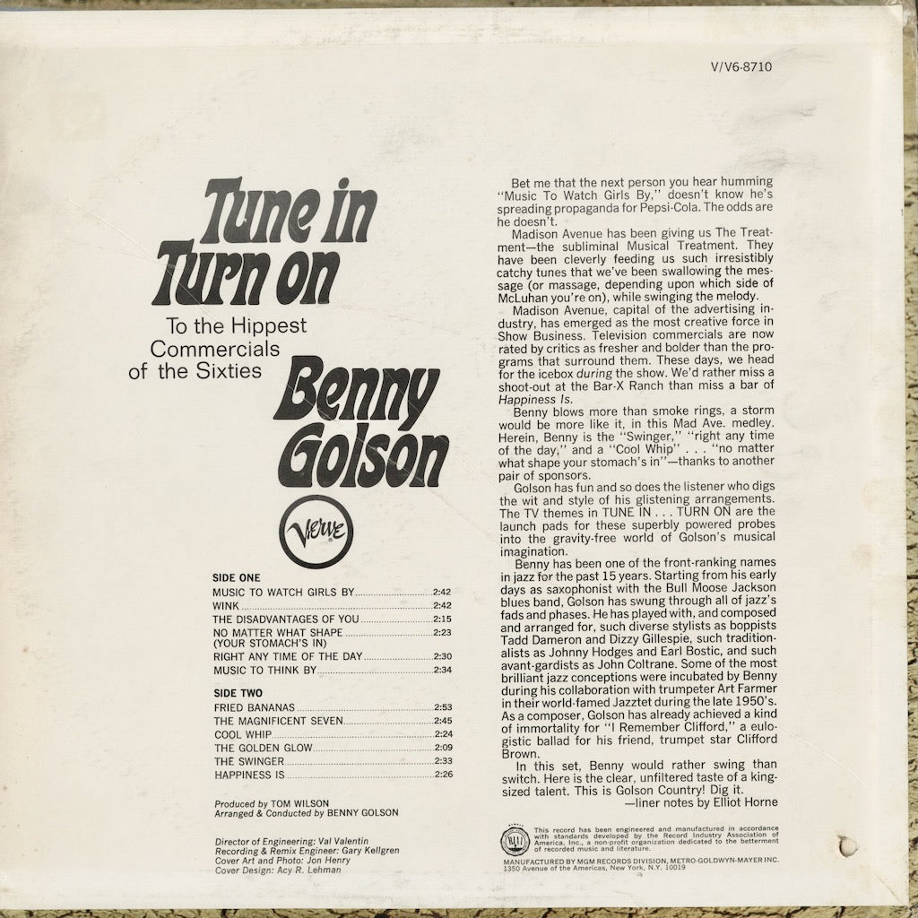 Benny Golson - Tune In Turn On (V6-8710) 1967 US Verve｜中古LP