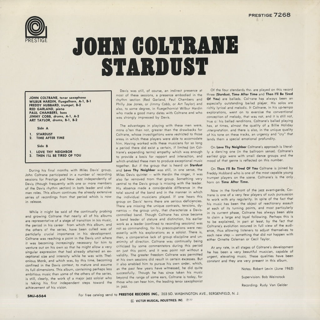 John Coltrane / ジョン・コルトレーン / Stardust (SMJ-6564)