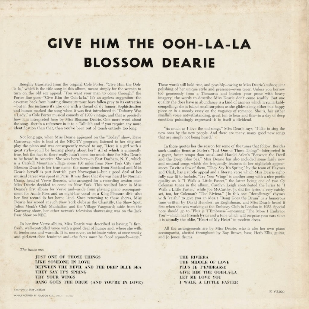 Blossom Dearie - Give Him The Ooh-La-La (MV 2036) 1973 JPN Verve - Polydor｜中古LP