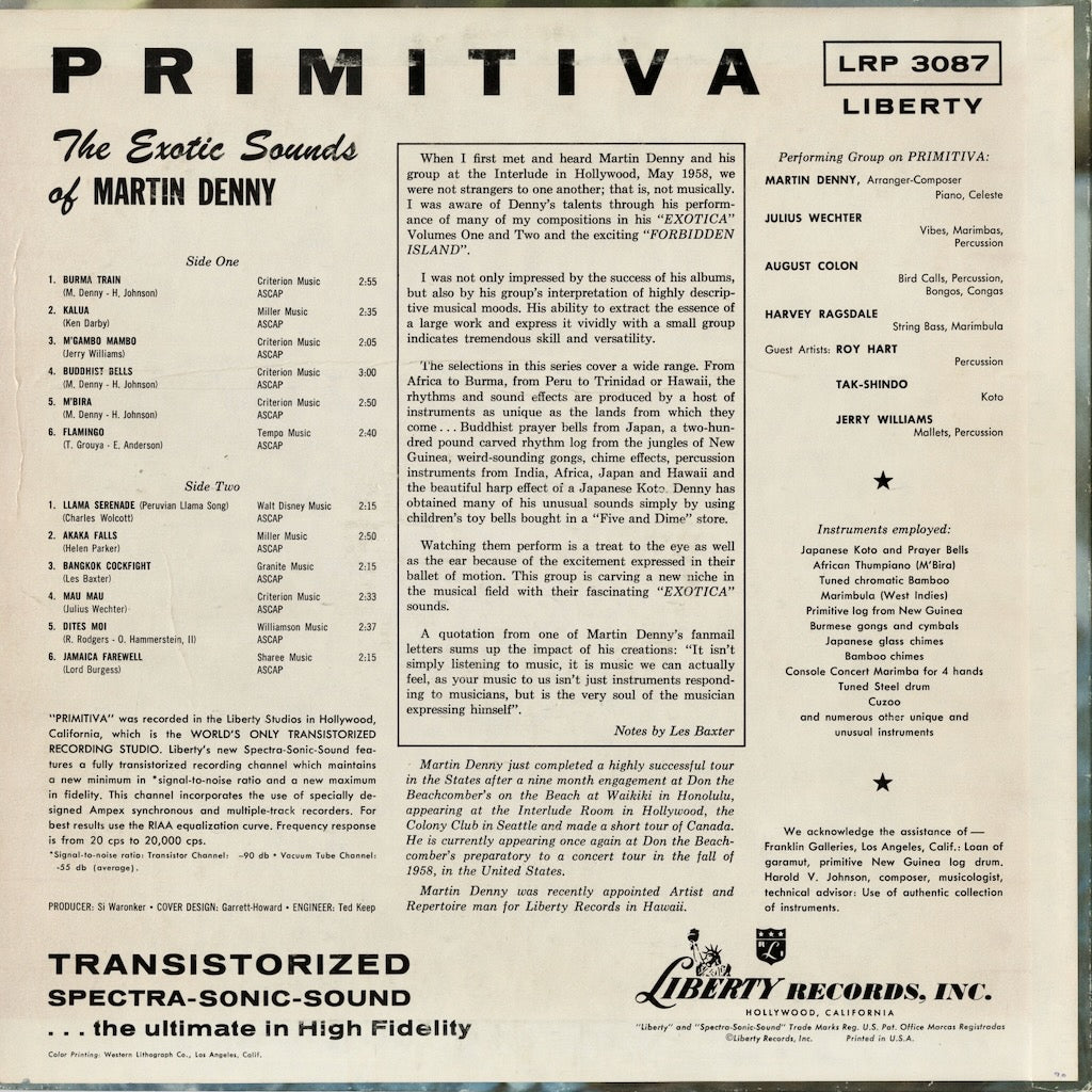 Martin Denny - Primitiva (LRP 3087) 1958 US Liberty MONO｜中古LP