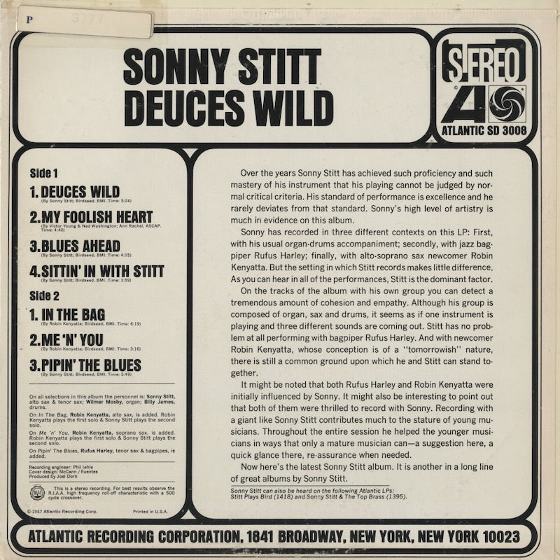 Sonny Stitt / ソニー・スティット / Deuces Wild (SD 3008)