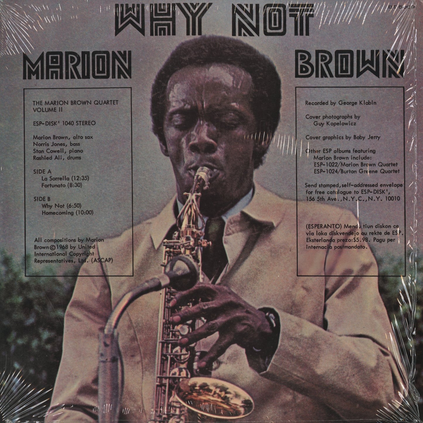 Marion Brown Quartet / マリオン・ブラウン / Why Not (BT-5009)
