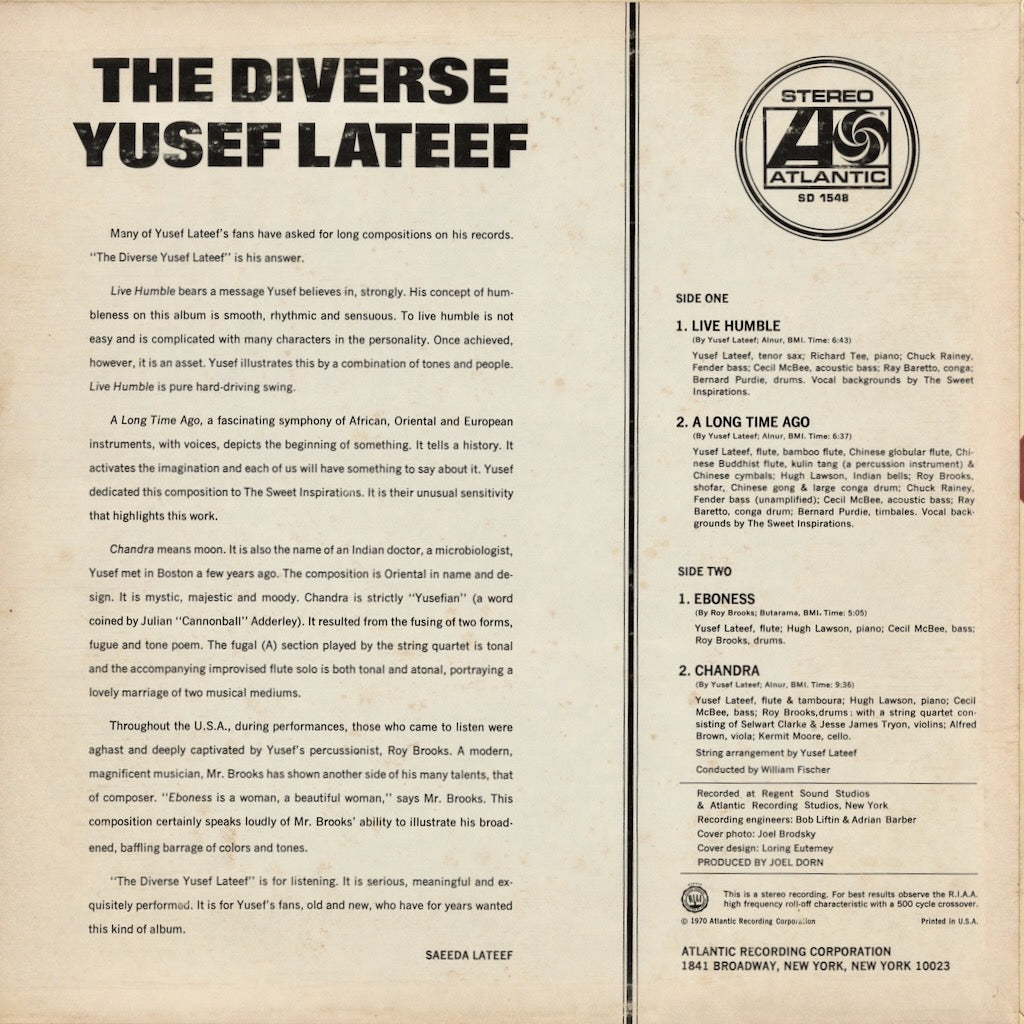 Yusef Lateef - The Diverse Yusef Lateef (SD 1548) LP 1970 US Atlantic｜中古LP
