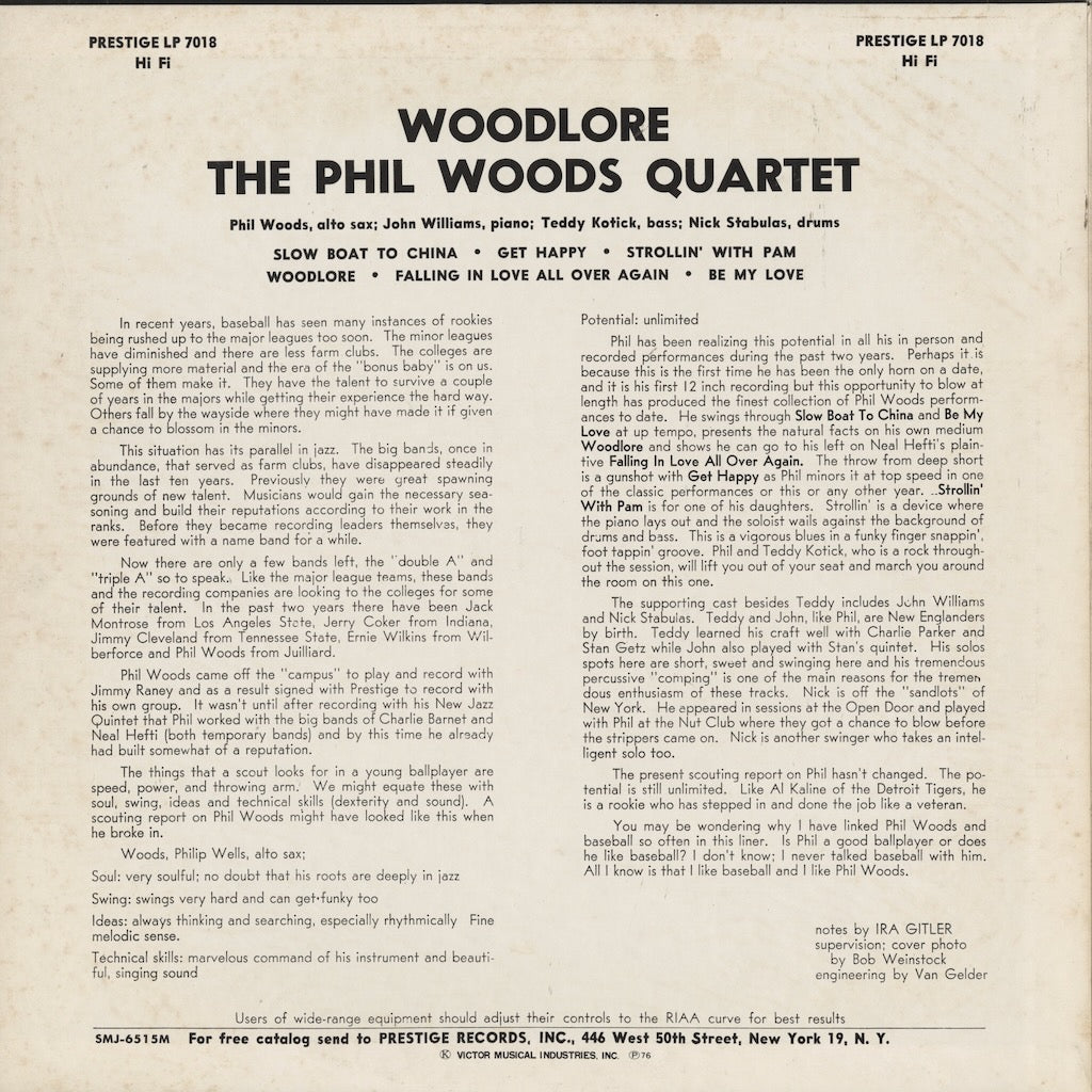 Phil Woods / フィル・ウッズ / Woodlore (SMJ-6515M) MONO