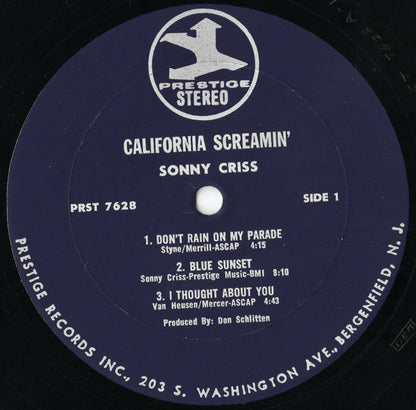 Sonny Criss - I'll Catch The Sun (PRST 7628) 1969 US Prestige｜中古LP