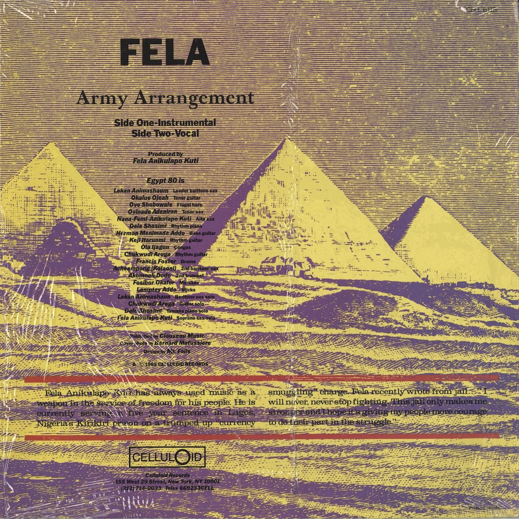 Fela Kuti - Army Arrangement (CELL 6115) -12" 1985 US Celluloid