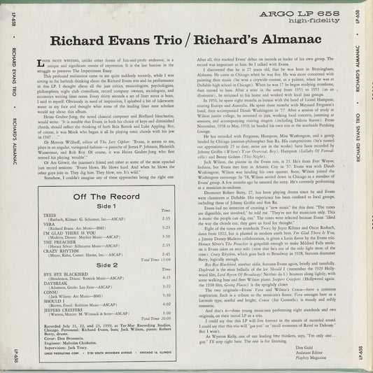 Richard Evans - Richard's Almanac (LP658) 1959 US ARGO｜中古LP