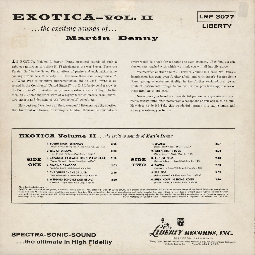 Martin Denny - Exotica Vol. II (LRP 3077) 1957 US Liberty｜中古LP