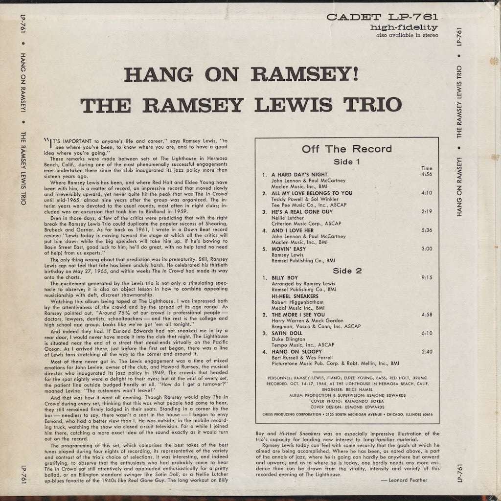 Ramsey Lewis – Hang On Ramsey! (LPS761) LP 1965 US Cadet | 中古LP