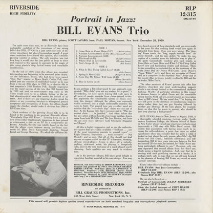 Bill Evans Trio - Portrait In Jazz (SMJ-6144) LP 1976 JPN Riverside / Victor｜中古LP