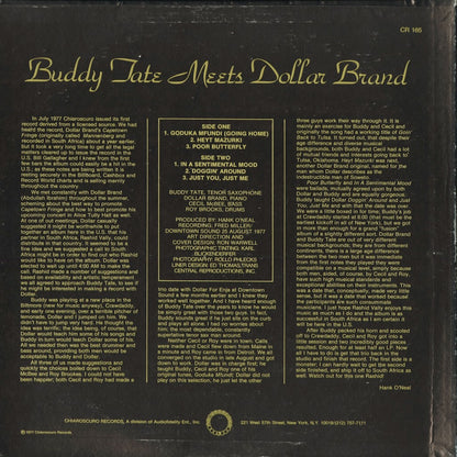 Buddy Tate, Dollar Brand - Buddy Tate Meets Dollar Brand (CR-165) 1977 US Chiaroscuro｜中古LP