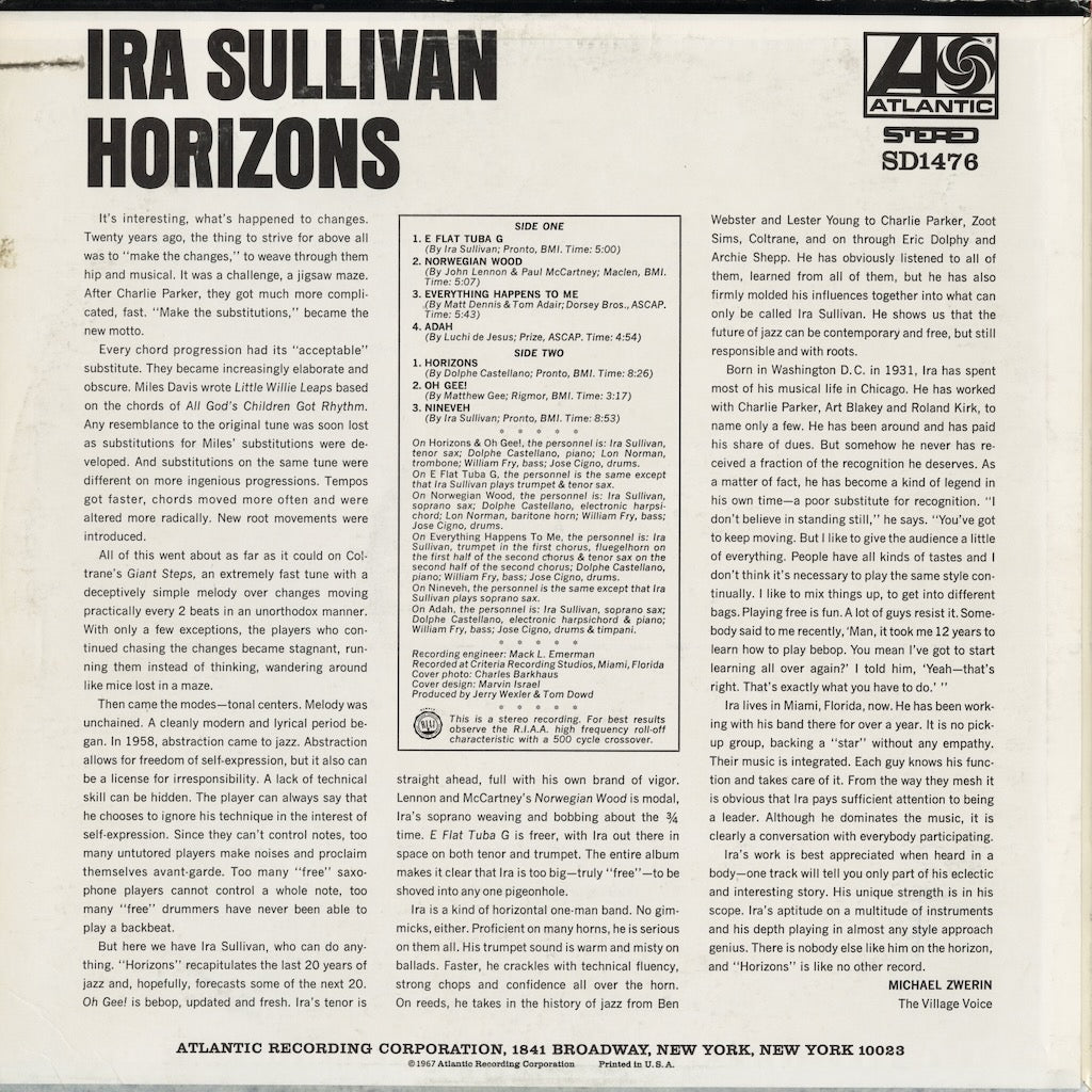 Ira Sullivan / アイラ・サリヴァン / Horizons (SD 1476)