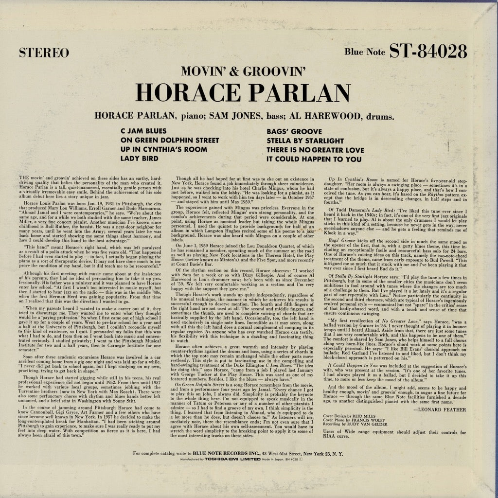 Horace Parlan - Movin' & Groovin' (BN 4028) LP 1990 JPN Blue Note｜中古LP