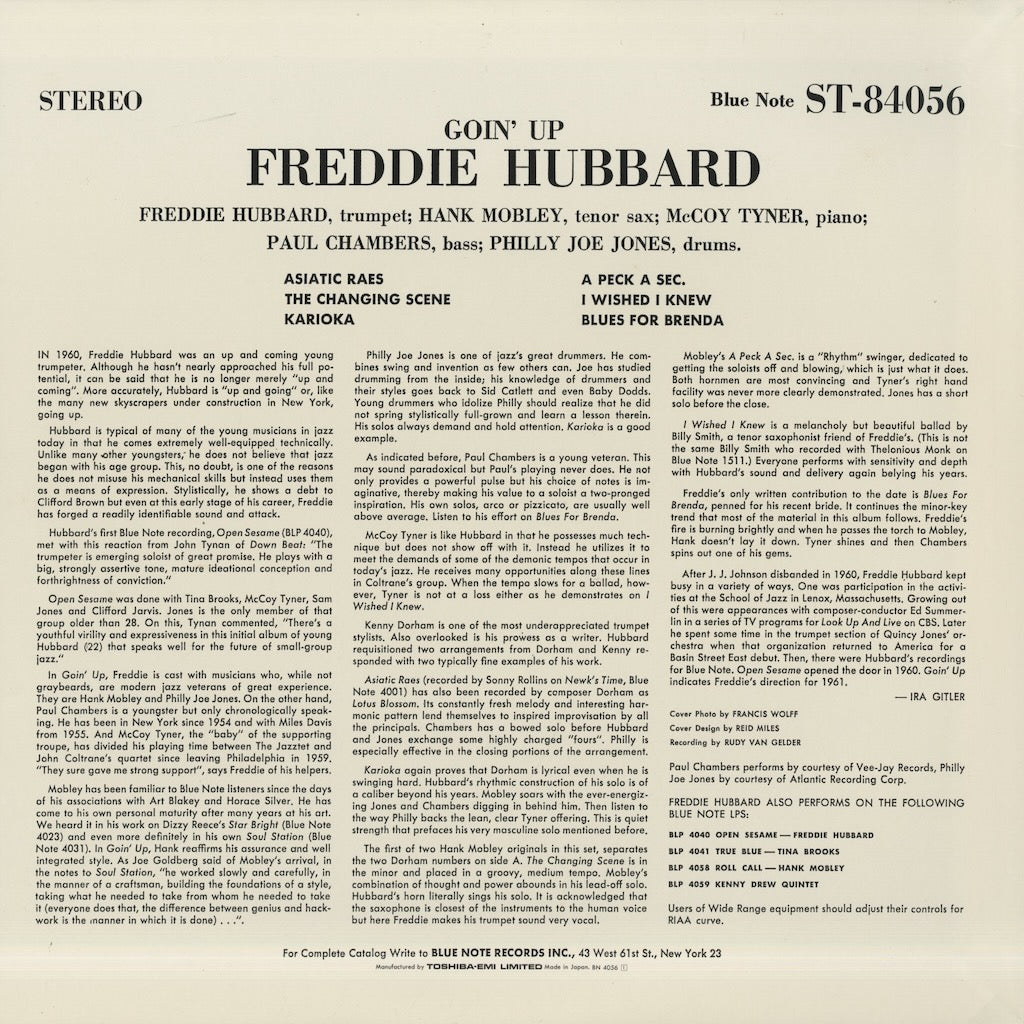 Freddie Hubbard / フレディ・ハバード / Goin' Up (BN 4056)