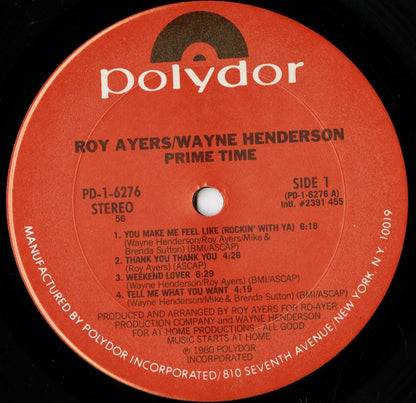 Roy Ayers, Wayne Henderson - Prime Time (PD-1-6276) 1980 US Polydor｜中古LP