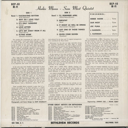 Herbie Mann / ハービー・マン / Herbie Mann-Sam Most Quintet (BCP-40)
