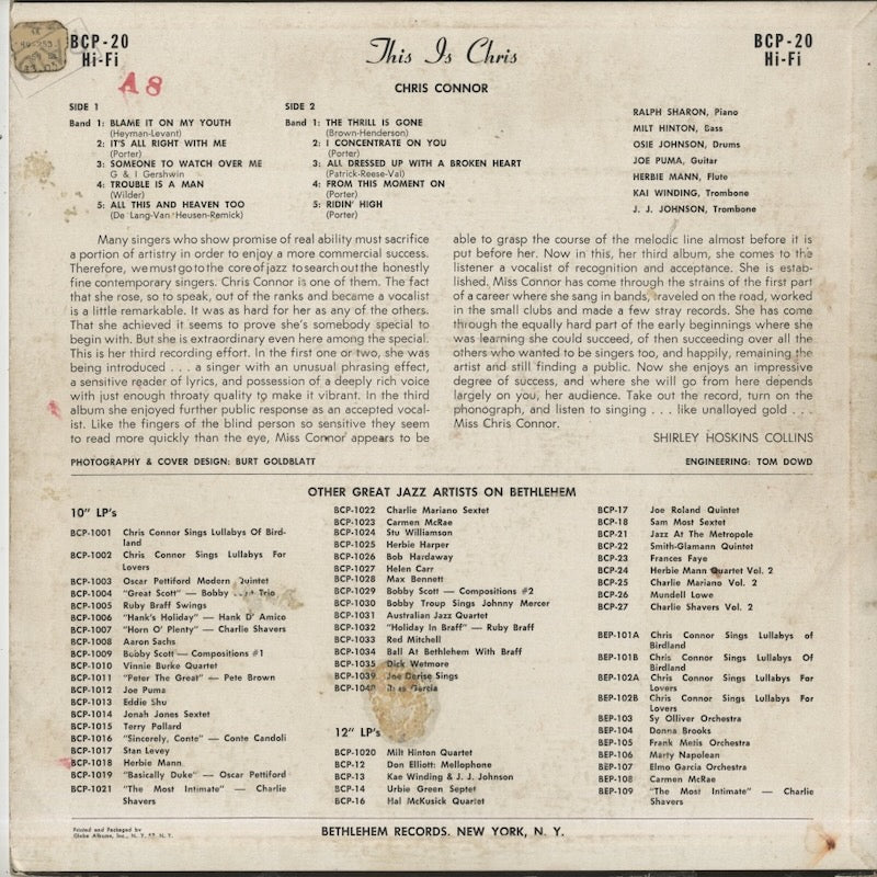 Chris Connor / クリス・コナー / This Is Chris (BCP-20)