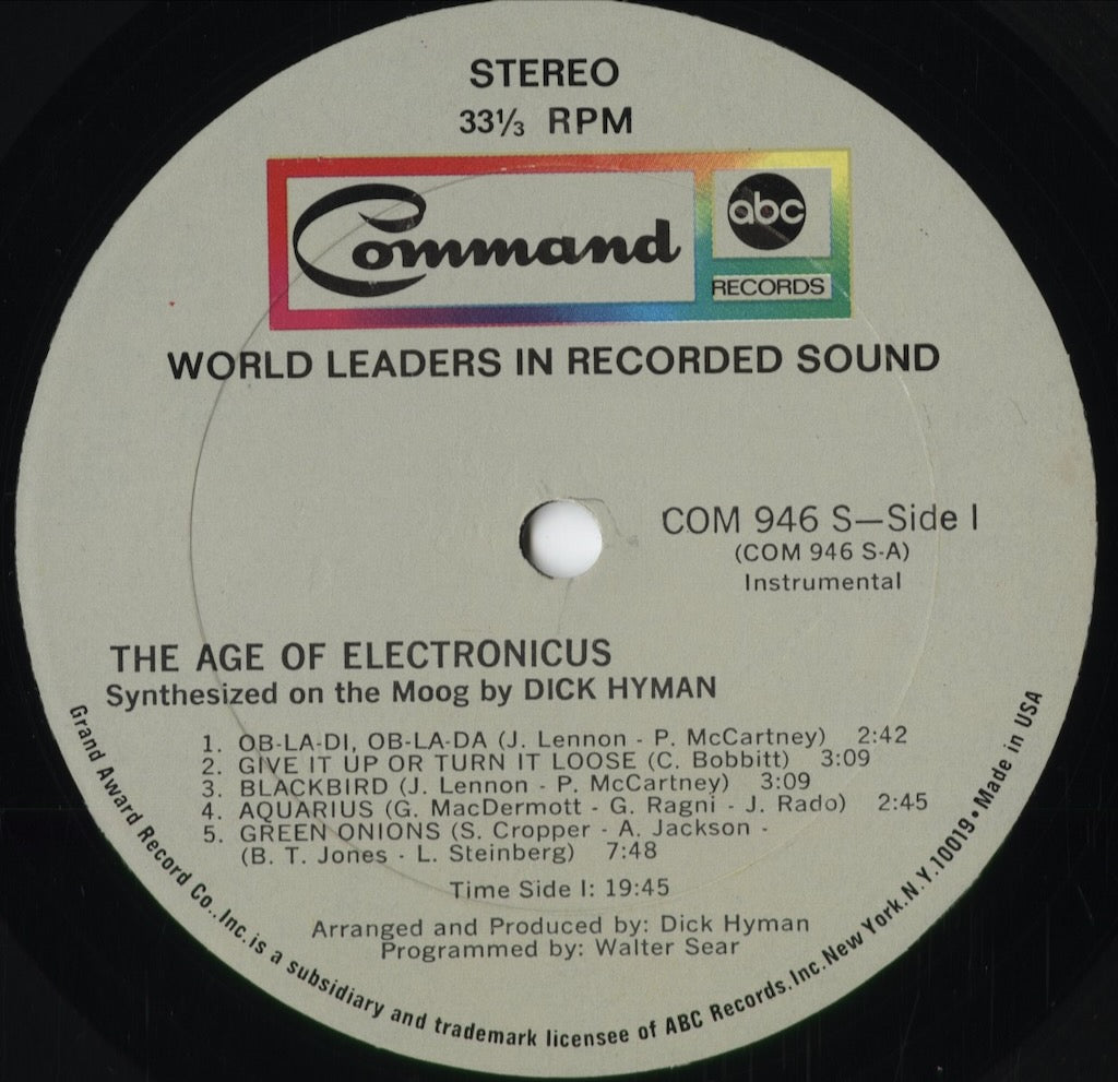 Dick Hyman - The Age of Electronicus (COM 946 S) 1969 US Command｜中古LP
