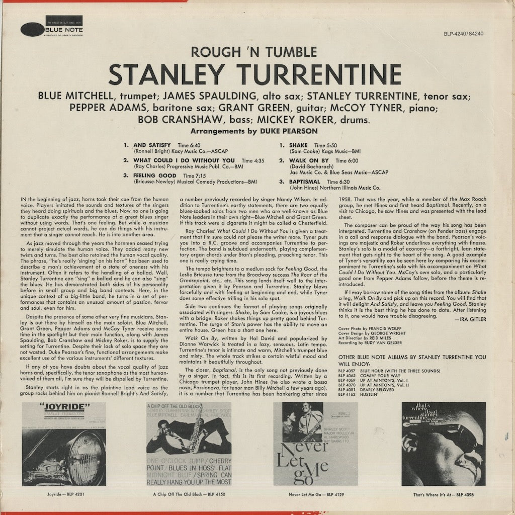 Stanley Turrentine / スタンリー・タレンタイン / Rough 'N Tumble (BST 84240)
