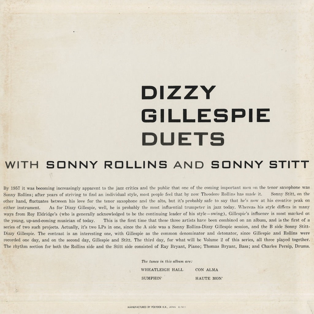 Dizzy Gillespie / ディジー・ガレスピー / Duets (MV 2522)