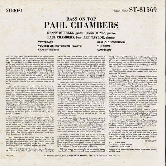 Paul Chambers - Bass On Top (GXF 3016) 1977 JPN Blue Note｜中古LP  ポール・チェンバース back