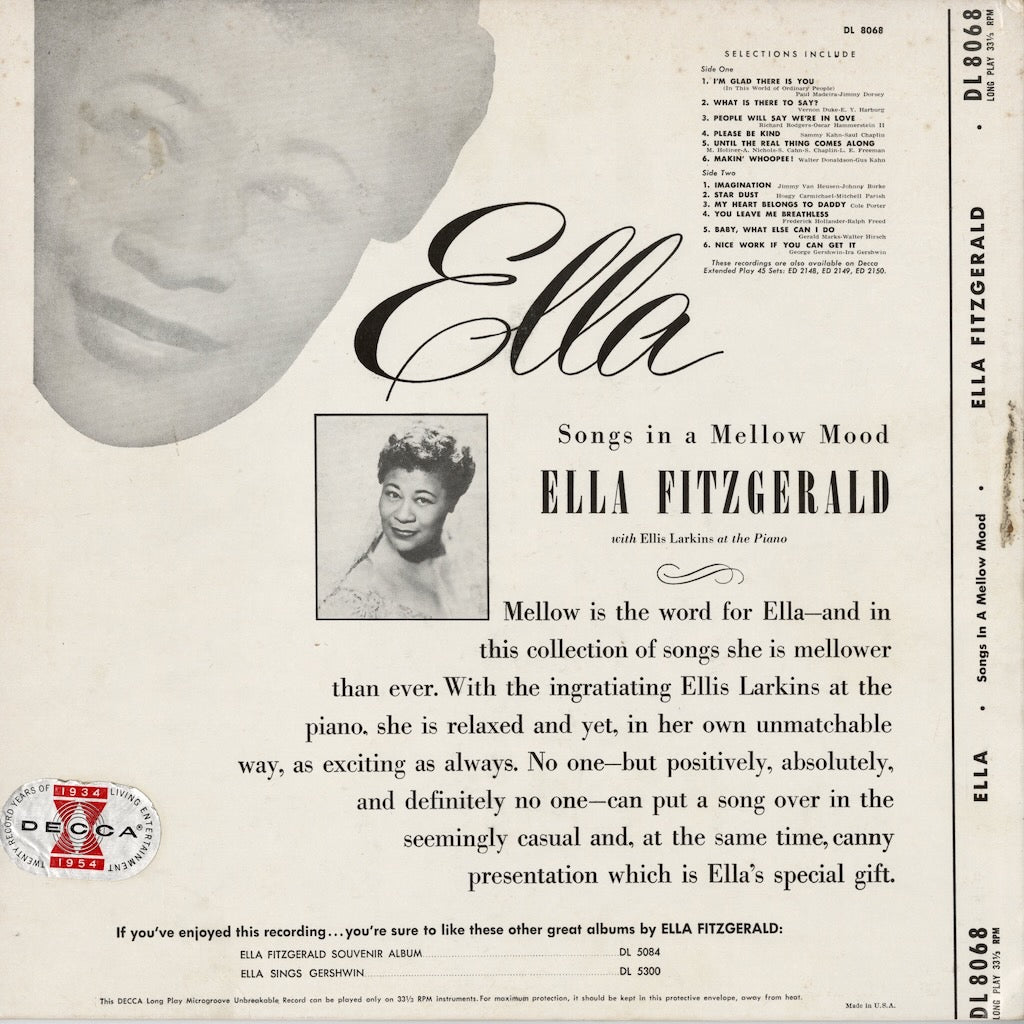 Ella Fitzgerald / エラ・フィッツジェラルド / Songs In A Mellow Mood (DL 8068)